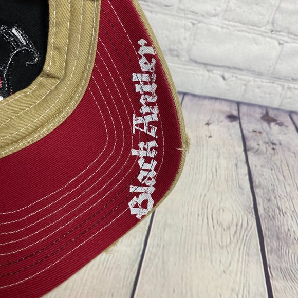 Black Antler Distressed Hat Cap Strap Back Brown Black White Mesh Embroidered - Picture 9 of 11